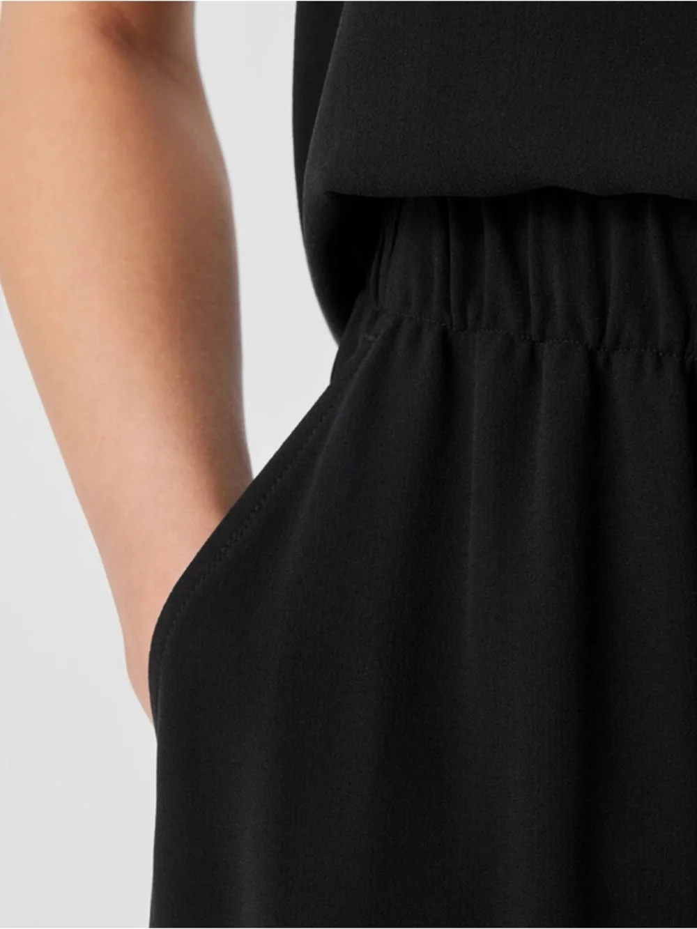 Eileen Fisher Silk Georgette Crepe Pocket Skirt Blue Bluette Medium w/ pockets